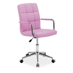 Scaun de birou Q-022, roz/crom, piele ecologica/metal, 51x40x87/97 cm