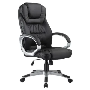 Scaun de birou Q-031, negru, piele ecologica, 64x48x112/120 cm