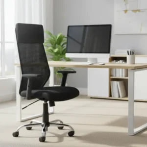 Scaun de birou Q-211, negru, stofa mesh/metal, 69x46x115/124 cm