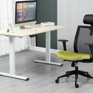 Scaun birou Q-328H, negru/verde, stofa/plasa, 62x48x97/107 cm