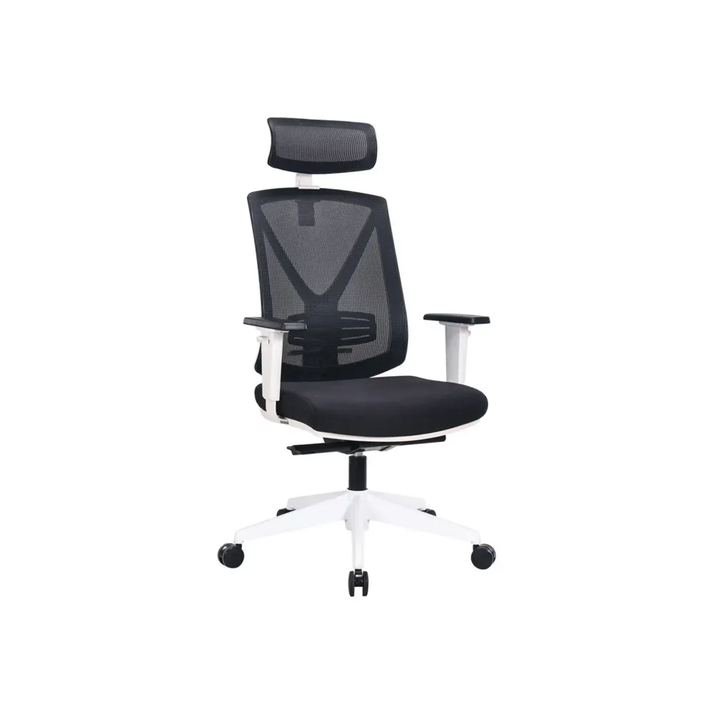 Scaun birou RYAN, negru/alb, stofa/plasa, 62x65x119/129 cm
