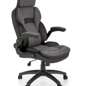 Scaun birou VALERIO, negru/gri, piele ecologica/panza, 67x69x120/128 cm