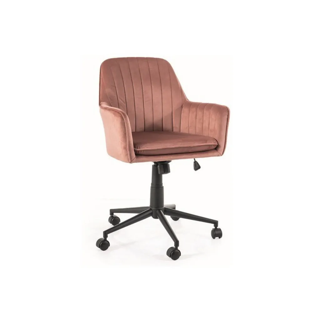 Scaun rotativ Q-886, stofa catifelata roz antic, 58x44x91 cm