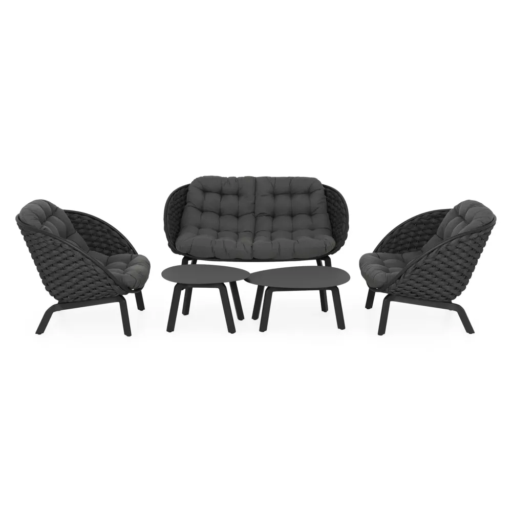 ANABEL Set mobilier terasă/grădină, 2 fotolii, canapea și 2 măsuțe
