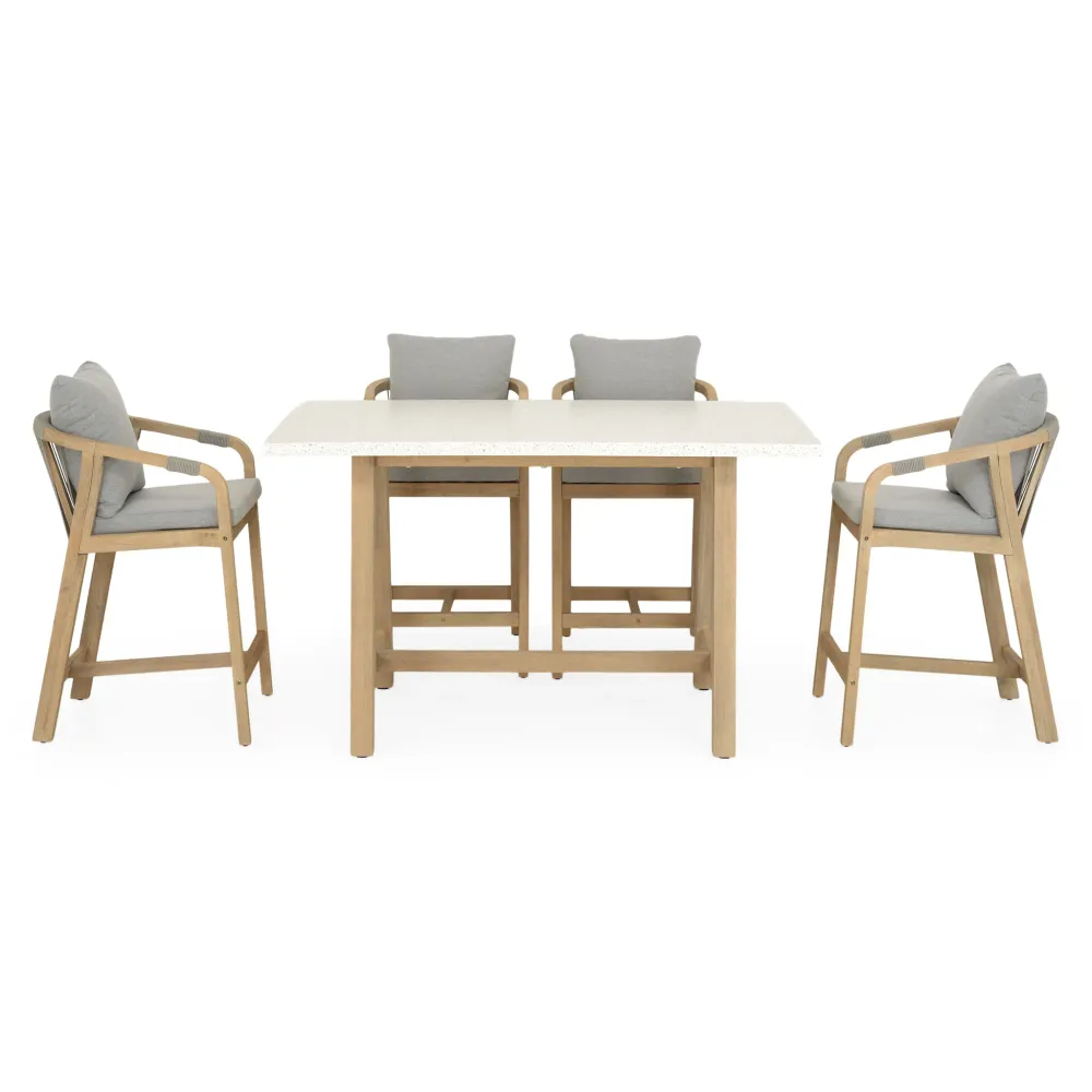 ASHEN Set mobilier terasă/gădină, masă și 4 scaune bar