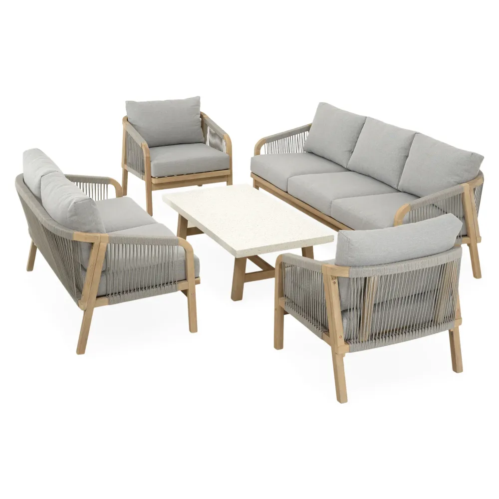 ASHEN Set mobilier terasă/grădină, 2 canapele, 2 fotolii și măsuță de cafea