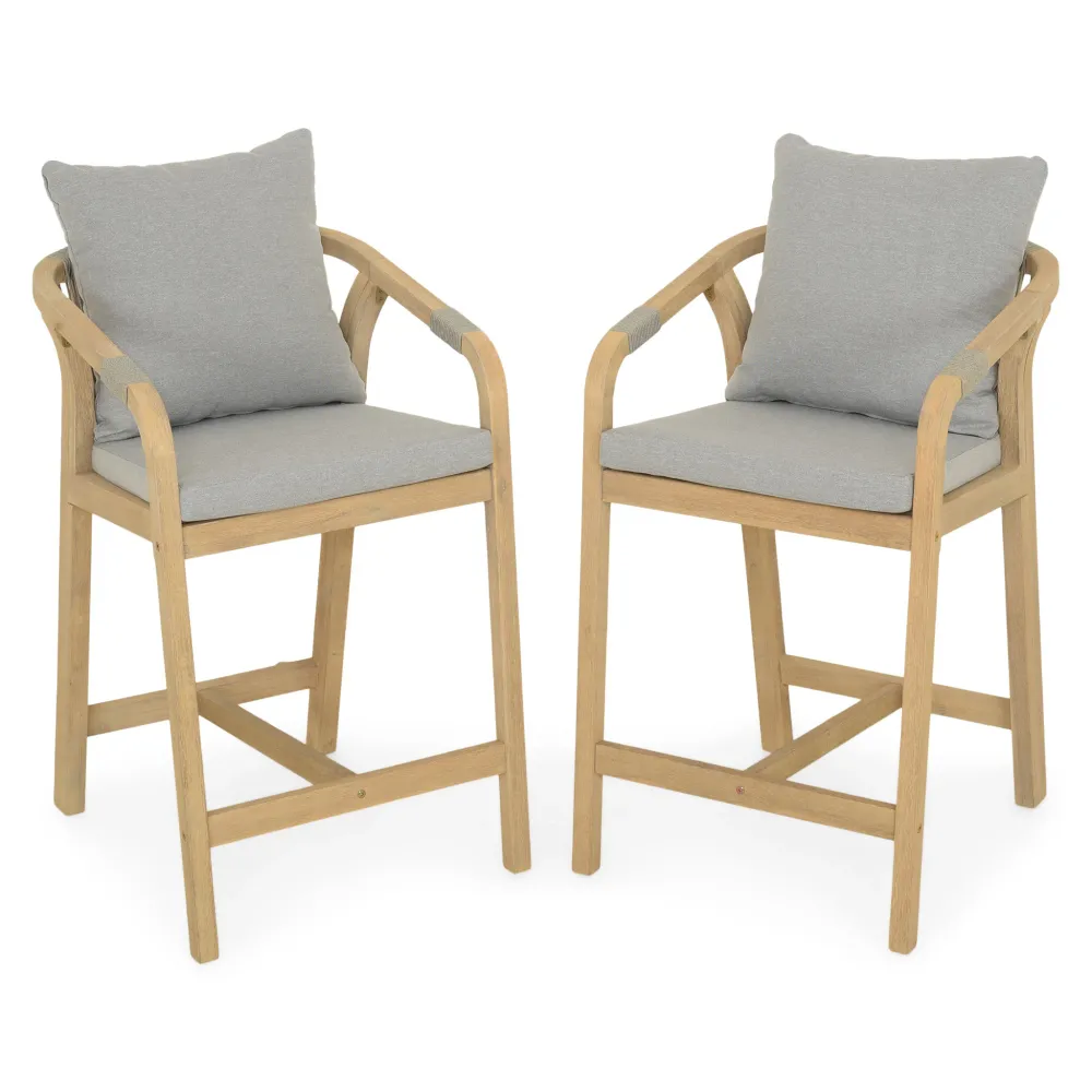 ASHEN Set mobilier terasă/grădină, 2 scaune bar