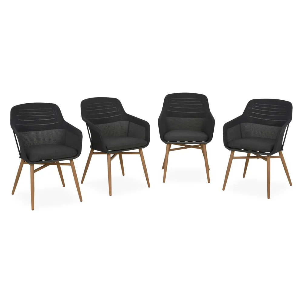 BEZIER Set mobilier terasă/grădină, 4 scaune