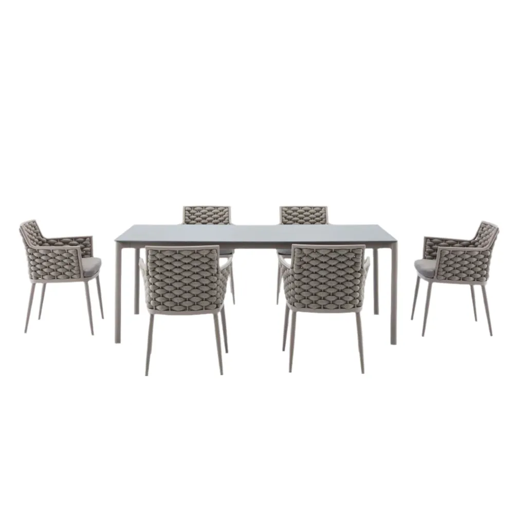 CALOOCAN Set mobilier terasă/grădină, 6 scaune și masă