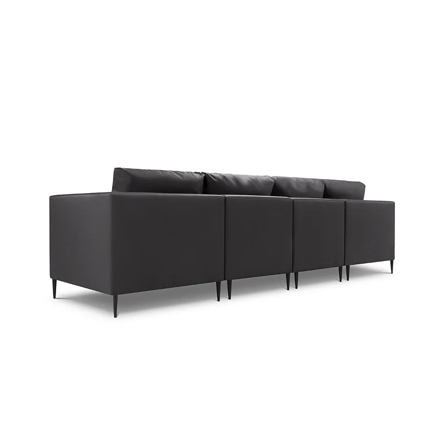 Canapea neagra pentru exterior cu 4 locuri Fiji