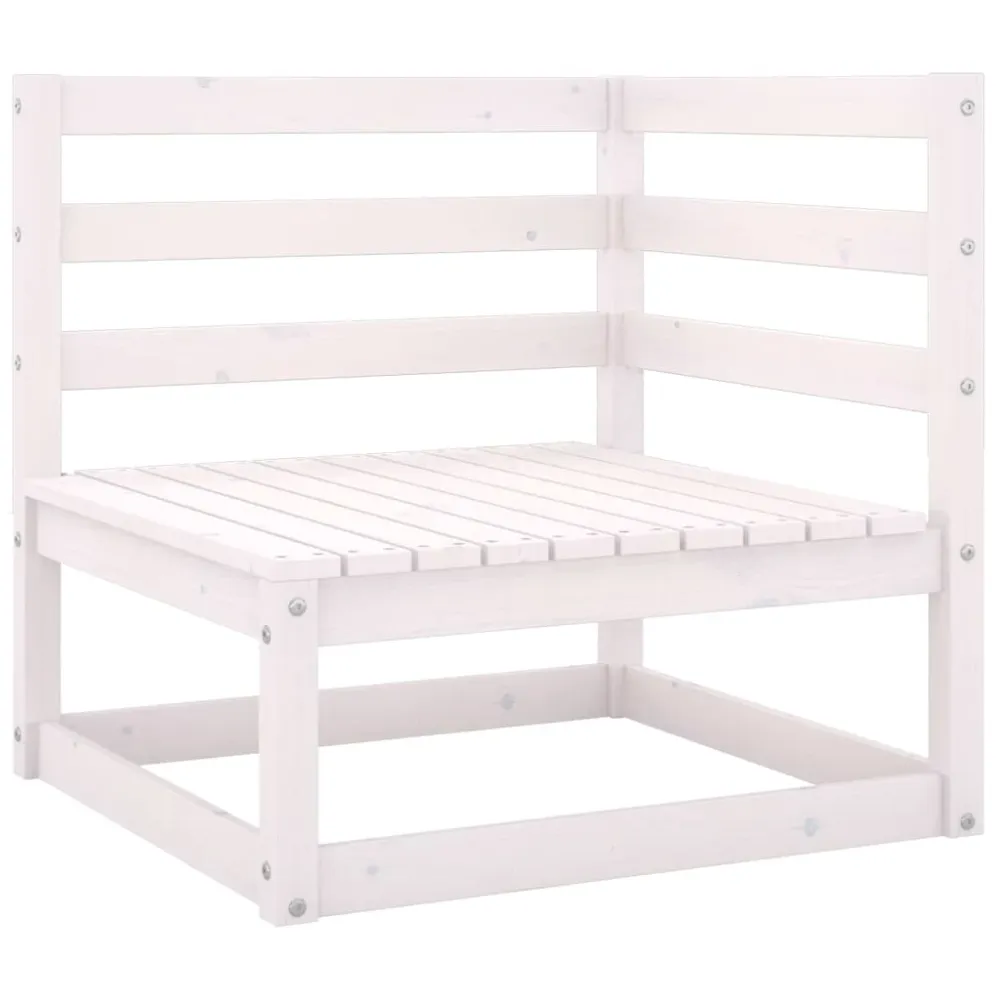 Set mobilier de grădină cu 4 locuri, alb, lemn masiv de pin