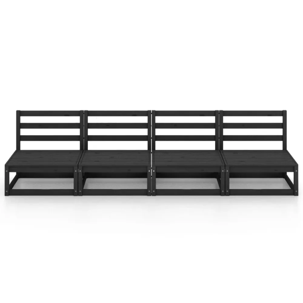 Set mobilier de grădină cu 4 locuri, negru, lemn masiv de pin