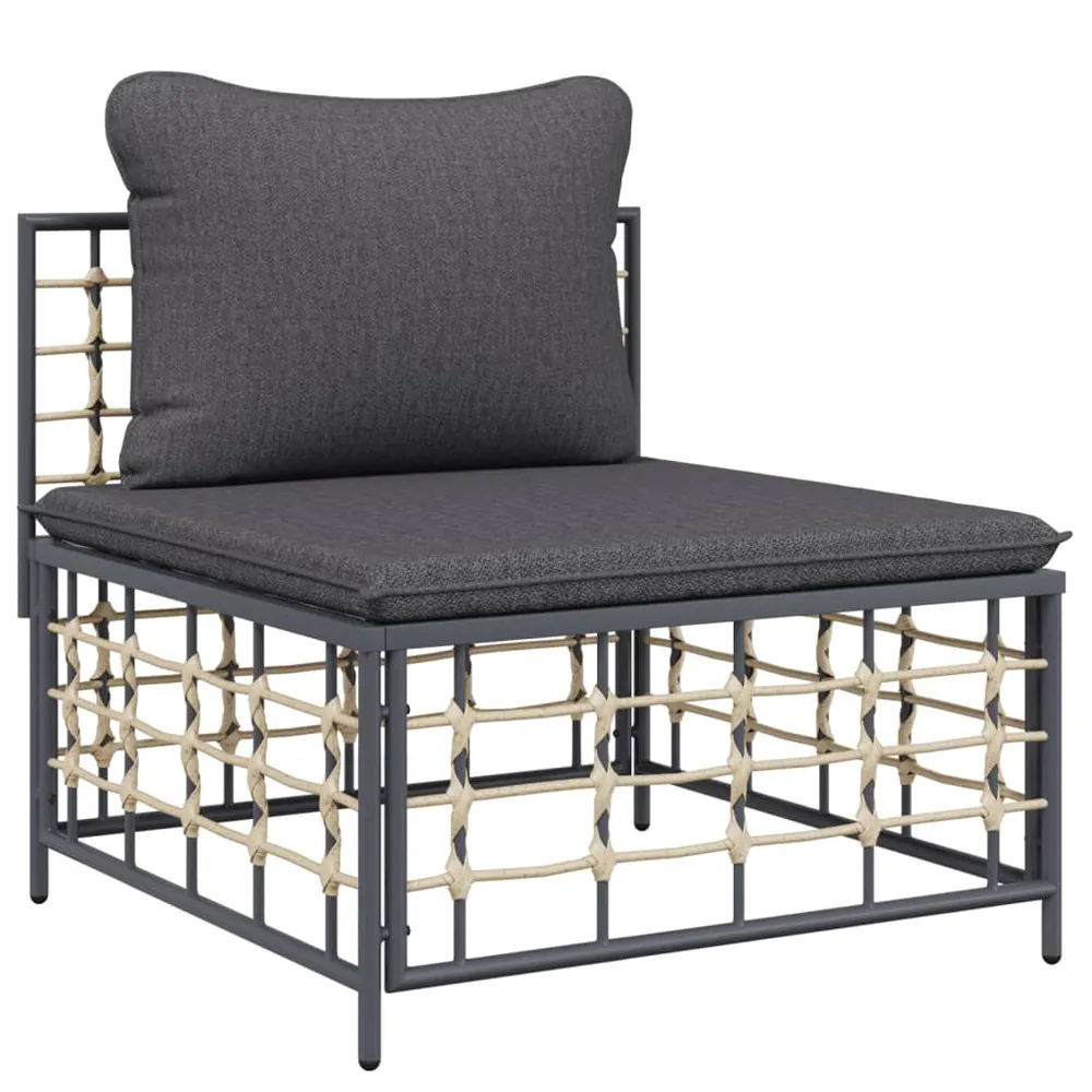 Set mobilier de grădină cu perne, 7 piese, antracit, poliratan