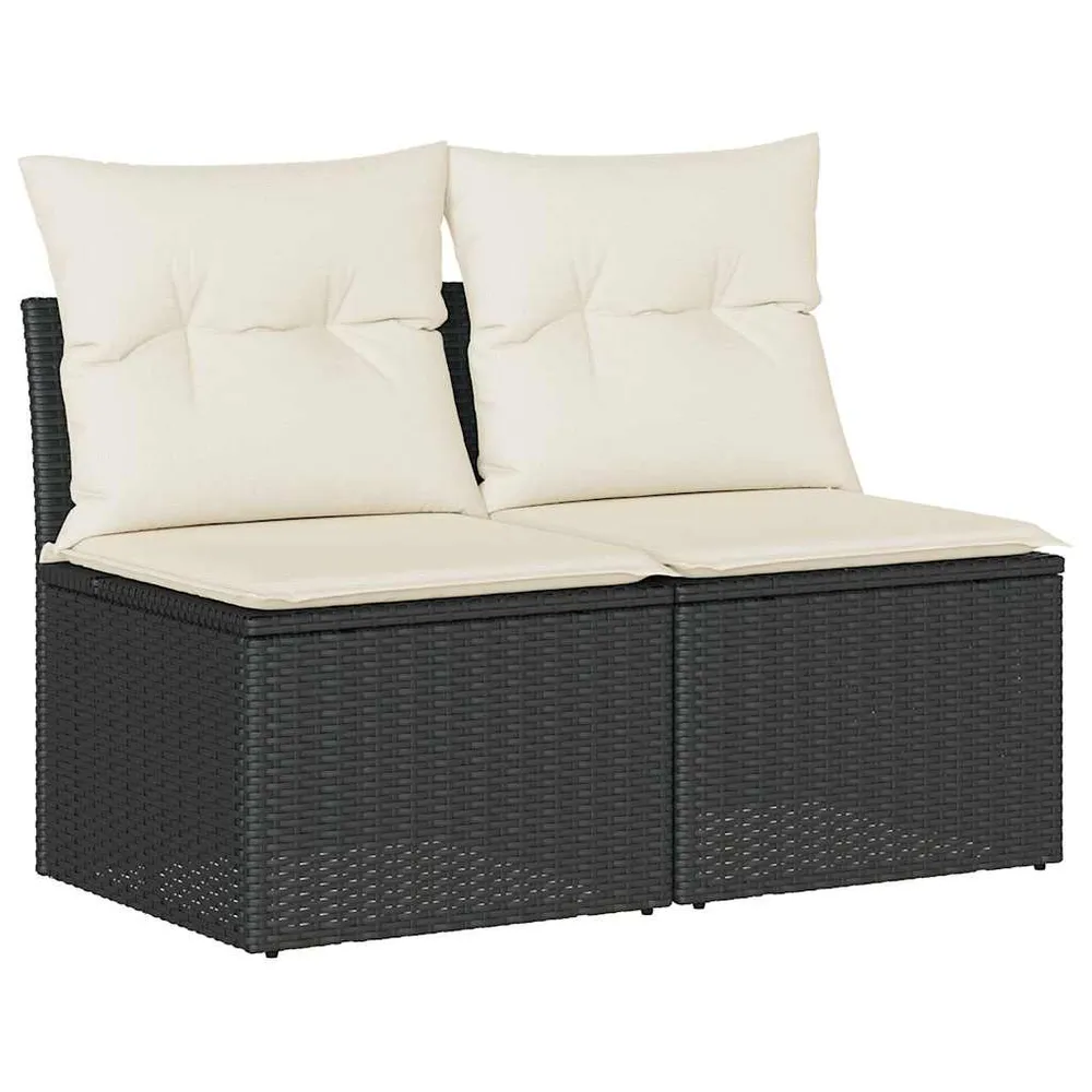 Set mobilier de grădină cu perne, 2 piese poliratan/lemn acacia