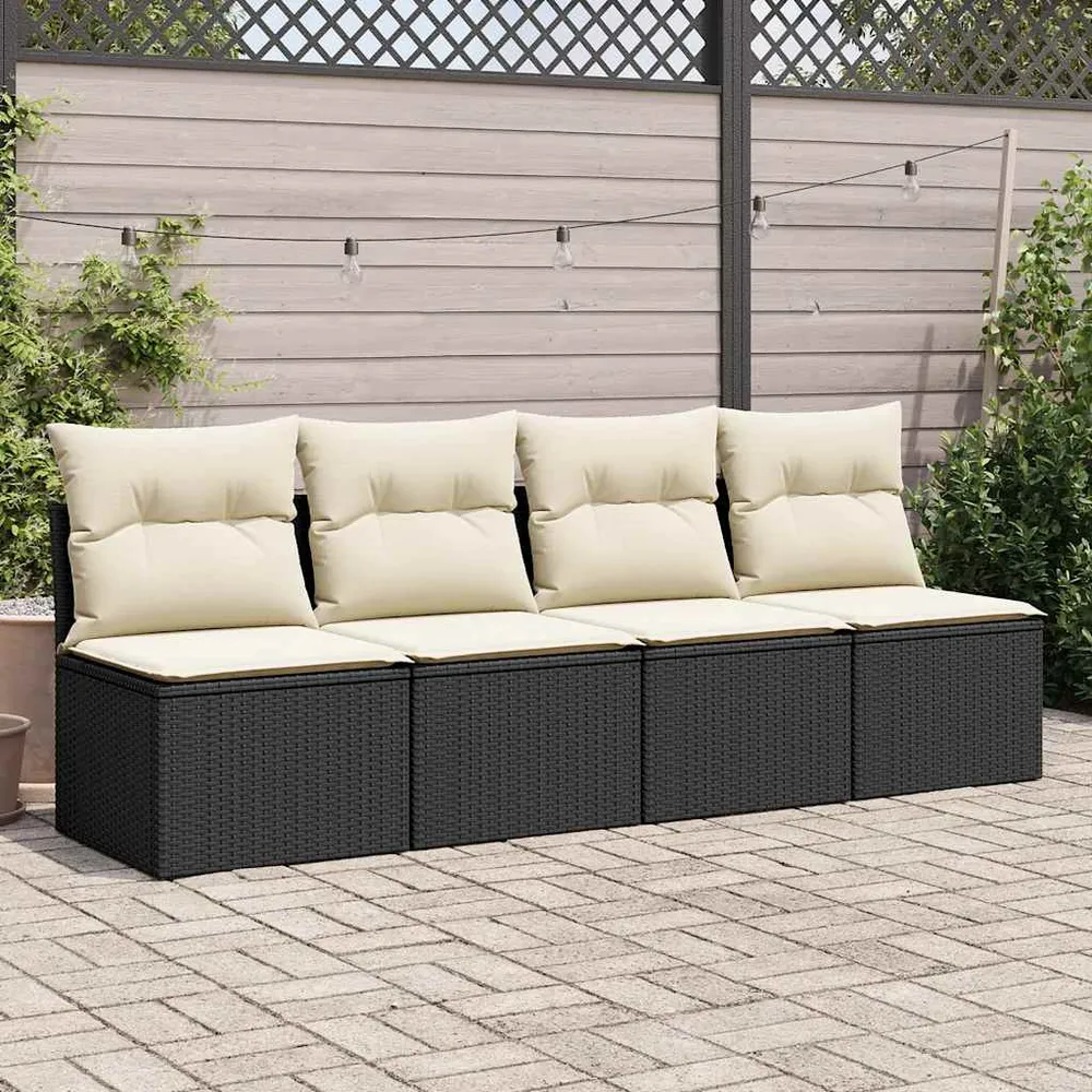 Set mobilier de grădină cu perne, 2 piese poliratan/lemn acacia