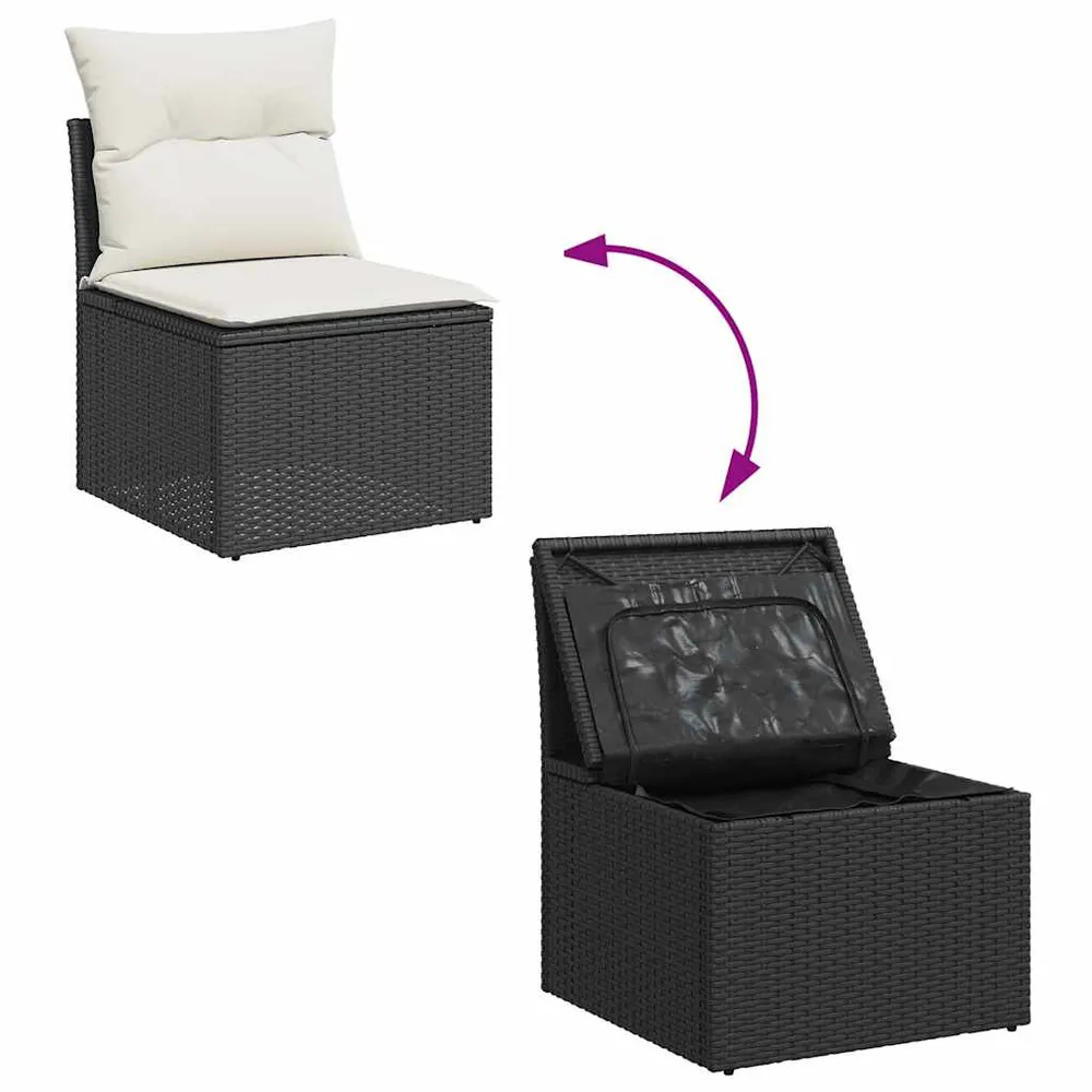 Set mobilier de grădină cu perne, 2 piese poliratan/lemn acacia