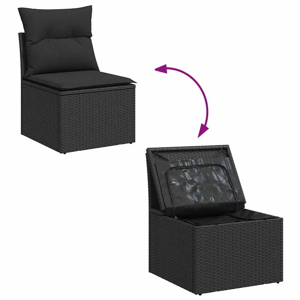 Set mobilier de grădină cu perne, 2 piese poliratan/lemn acacia
