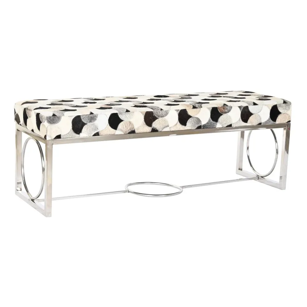 Banchetă DKD Home Decor Alb Maro Negru Argintiu Oțel 122 x 41 x 44 cm