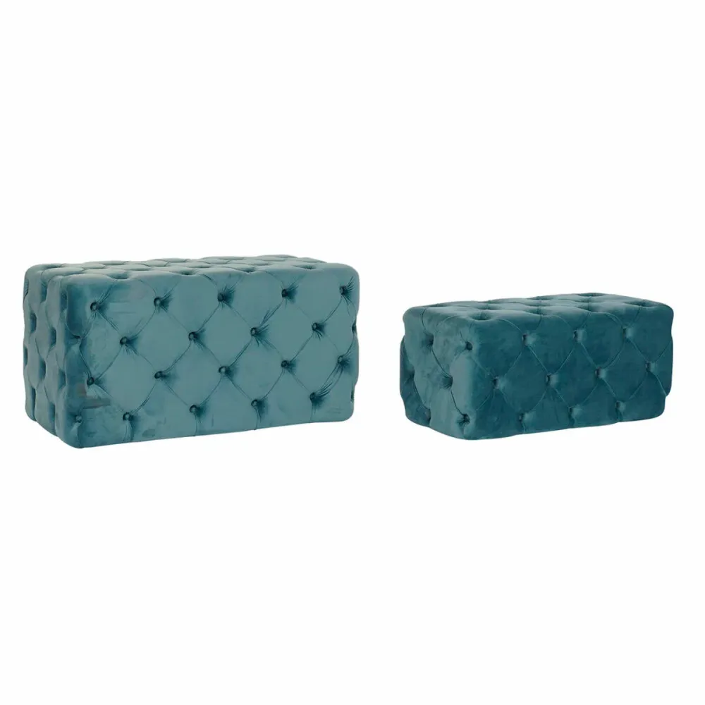 Banchetă DKD Home Decor Albastru Poliester Кадифе Lemn MDF (88 x 53 x 48 cm)
