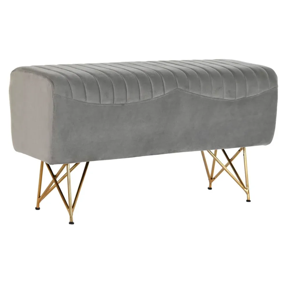 Banchetă DKD Home Decor 90 x 31 x 47 cm Gri Auriu* Metal