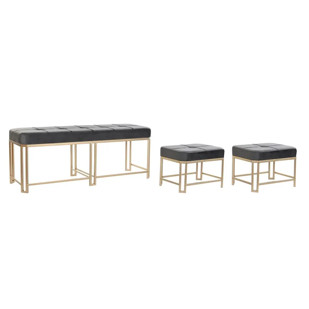 Banchetă DKD Home Decor Gri Metal Кадифе (120 x 40 x 47 cm)