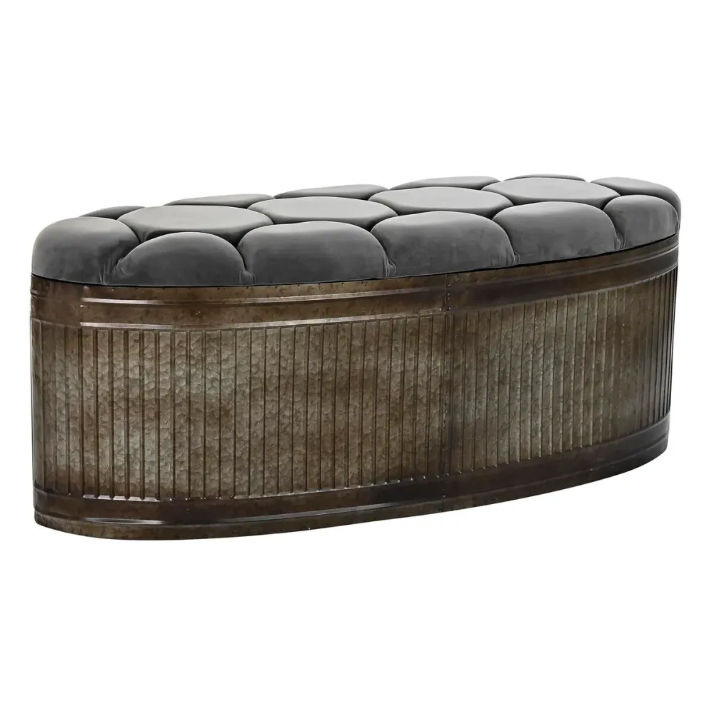 Banchetă DKD Home Decor Gri Metal 117 x 42 x 47 cm