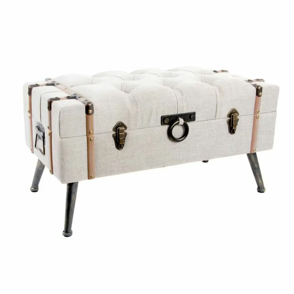 Banchetă DKD Home Decor Maro Negru Bej Lemn Lemn MDF 82 x 42 x 43 cm
