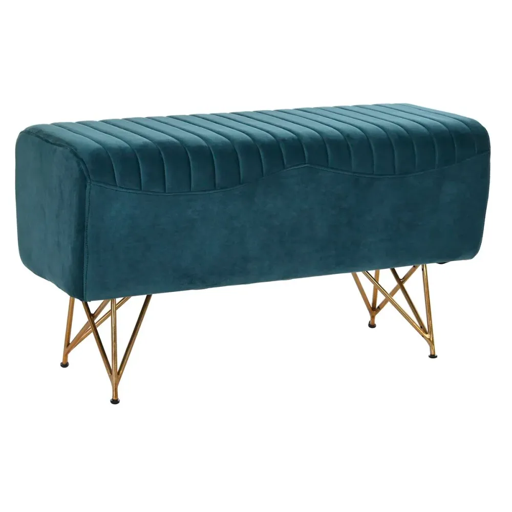 Banchetă DKD Home Decor 90 x 31 x 47 cm Metal Turquoise