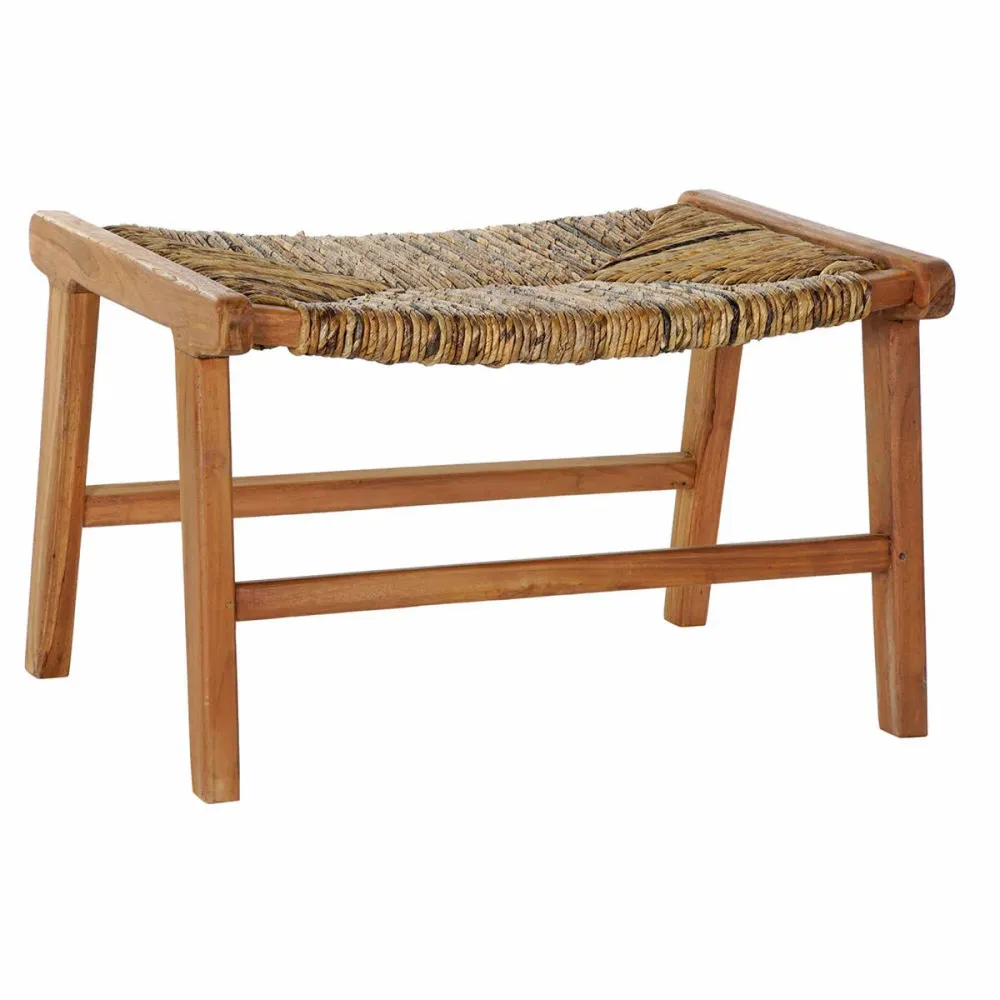 Banchetă DKD Home Decor 65 x 47 x 40 cm Natural Tec Plastic Maro Deschis