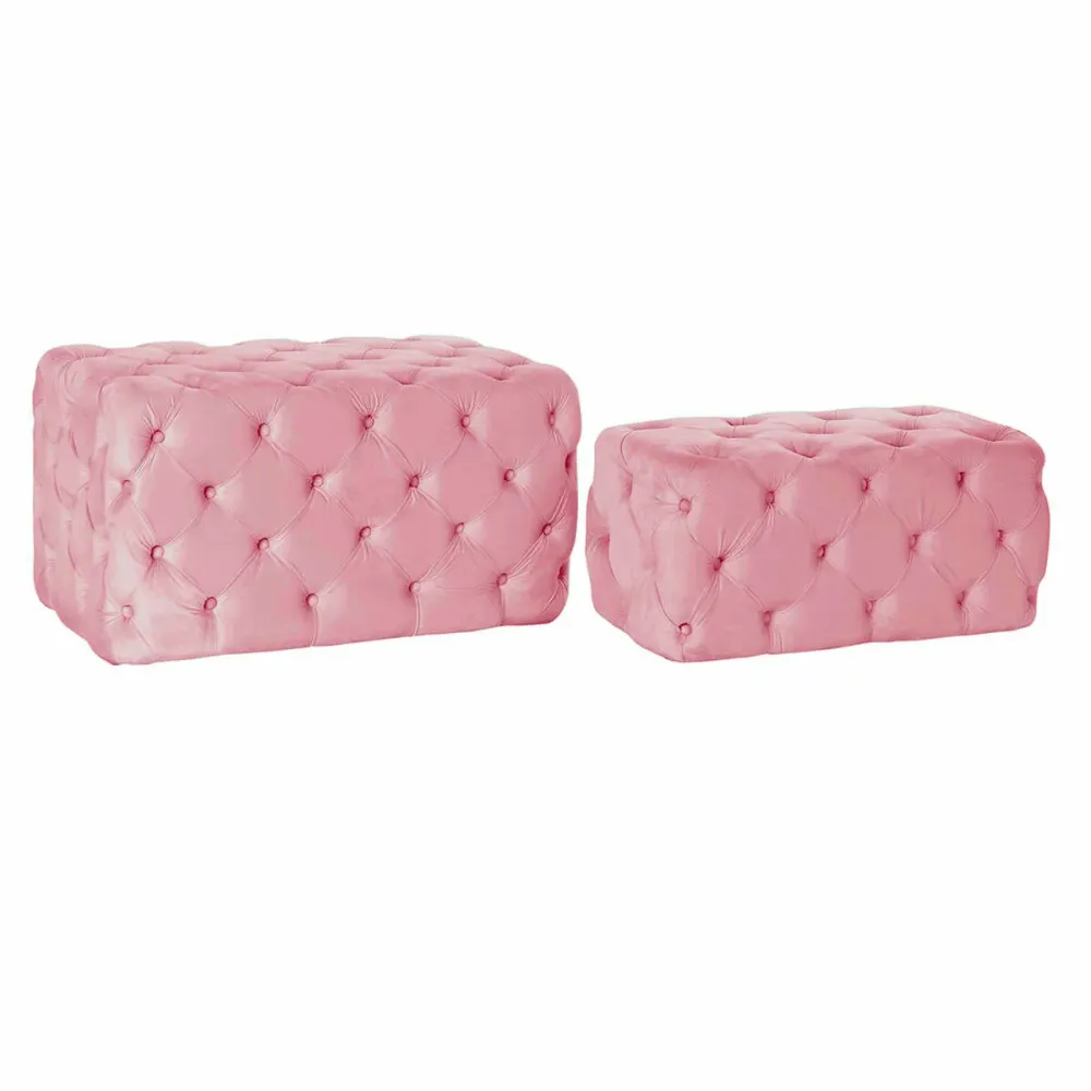 Banchetă DKD Home Decor Roz Poliester Кадифе Lemn MDF (88 x 53 x 47,76 cm)