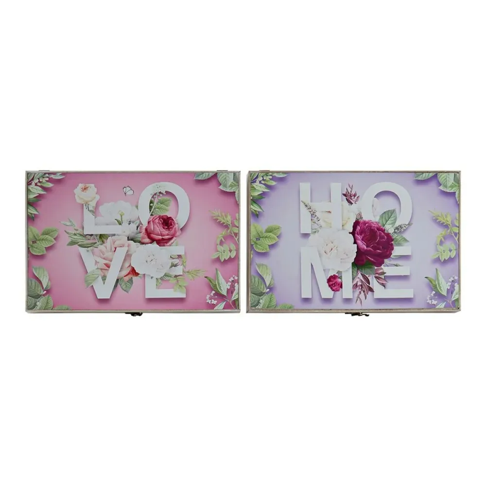 Capace DKD Home Decor 8424001797189 Contor Lemn Lemn MDF Roz Liliachiu 2 Unități 46 x 6 x 32 cm