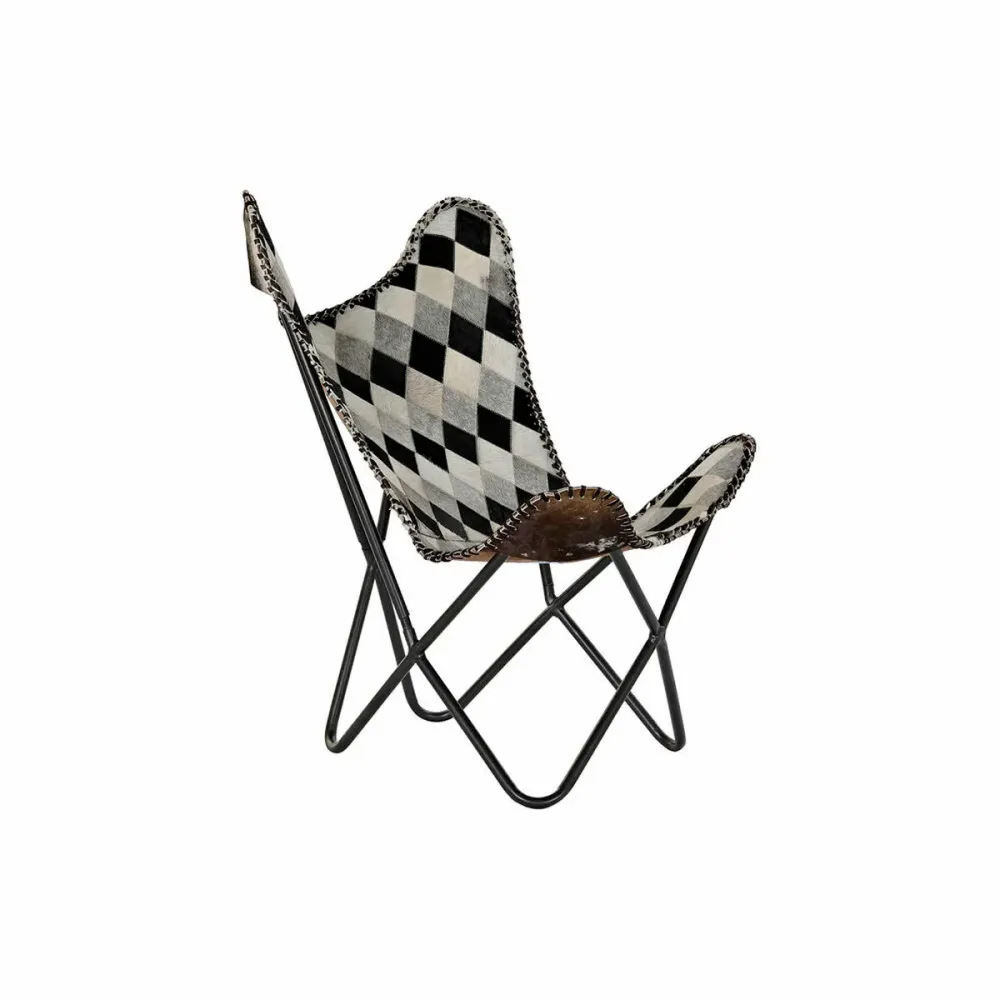 Fotoliu DKD Home Decor Maro Piele Alb Fier (70 x 70 x 90 cm)
