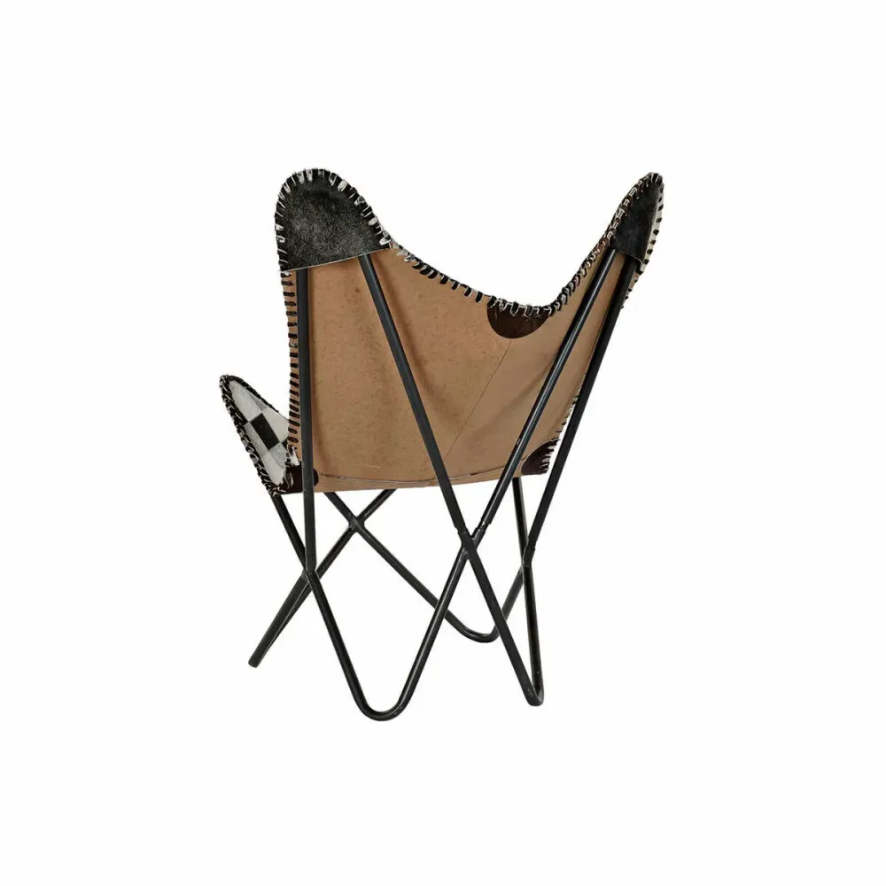 Fotoliu DKD Home Decor Maro Piele Alb Fier (70 x 70 x 90 cm)