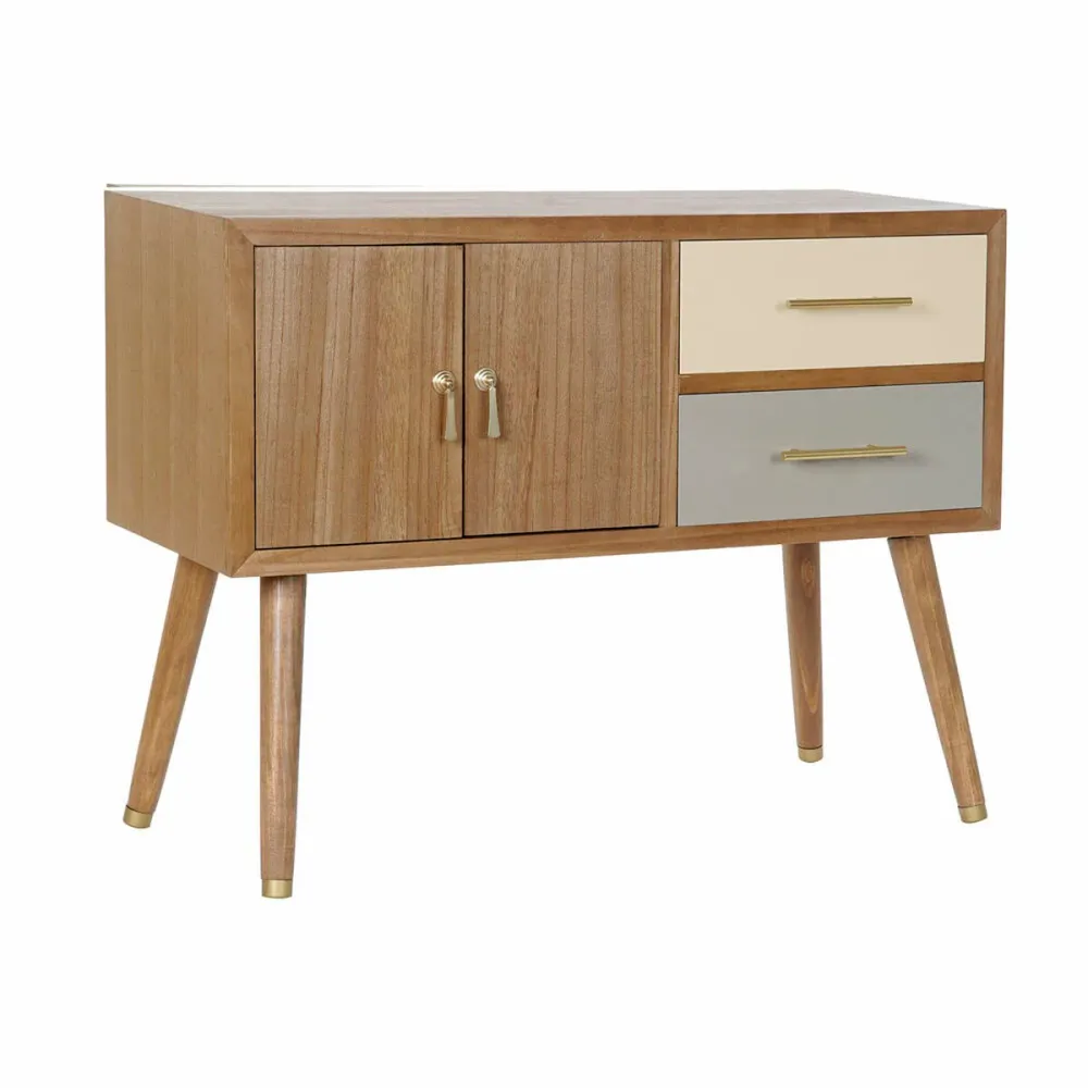 Mobilă TV DKD Home Decor Gri Crem Metal Lemn de paulownia (90 x 34 x 66.5 cm)