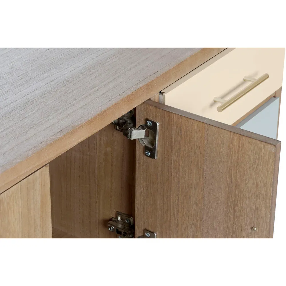 Mobilă TV DKD Home Decor Gri Crem Metal Lemn de paulownia (90 x 34 x 66.5 cm)