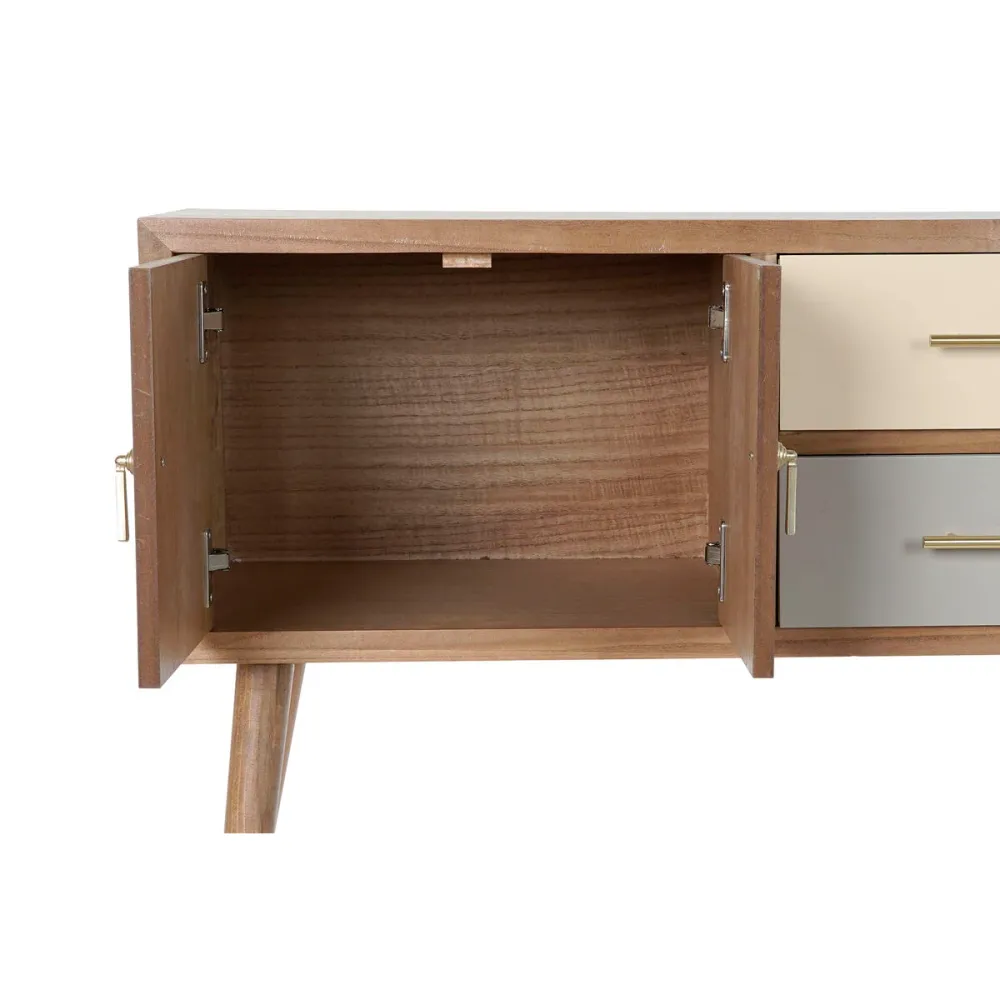 Mobilă TV DKD Home Decor Gri Crem Metal Lemn de paulownia (90 x 34 x 66.5 cm)