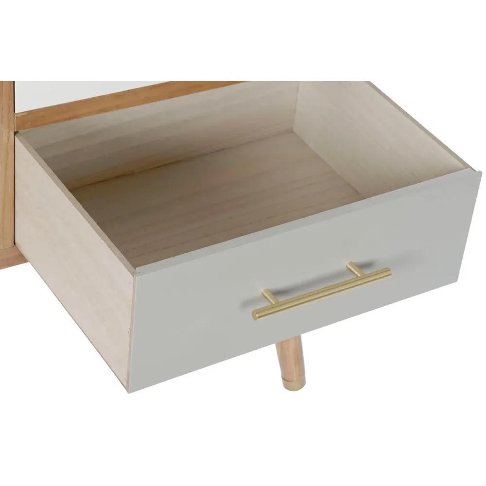 Mobilă TV DKD Home Decor Gri Crem Metal Lemn de paulownia (90 x 34 x 66.5 cm)