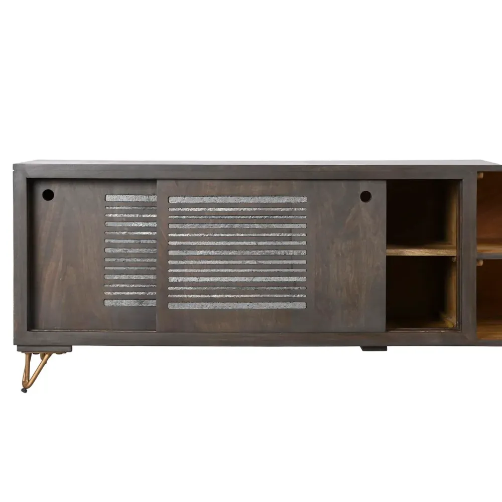Mobilă TV DKD Home Decor Metal Maro Lemn de mango 160 x 40 x 50 cm