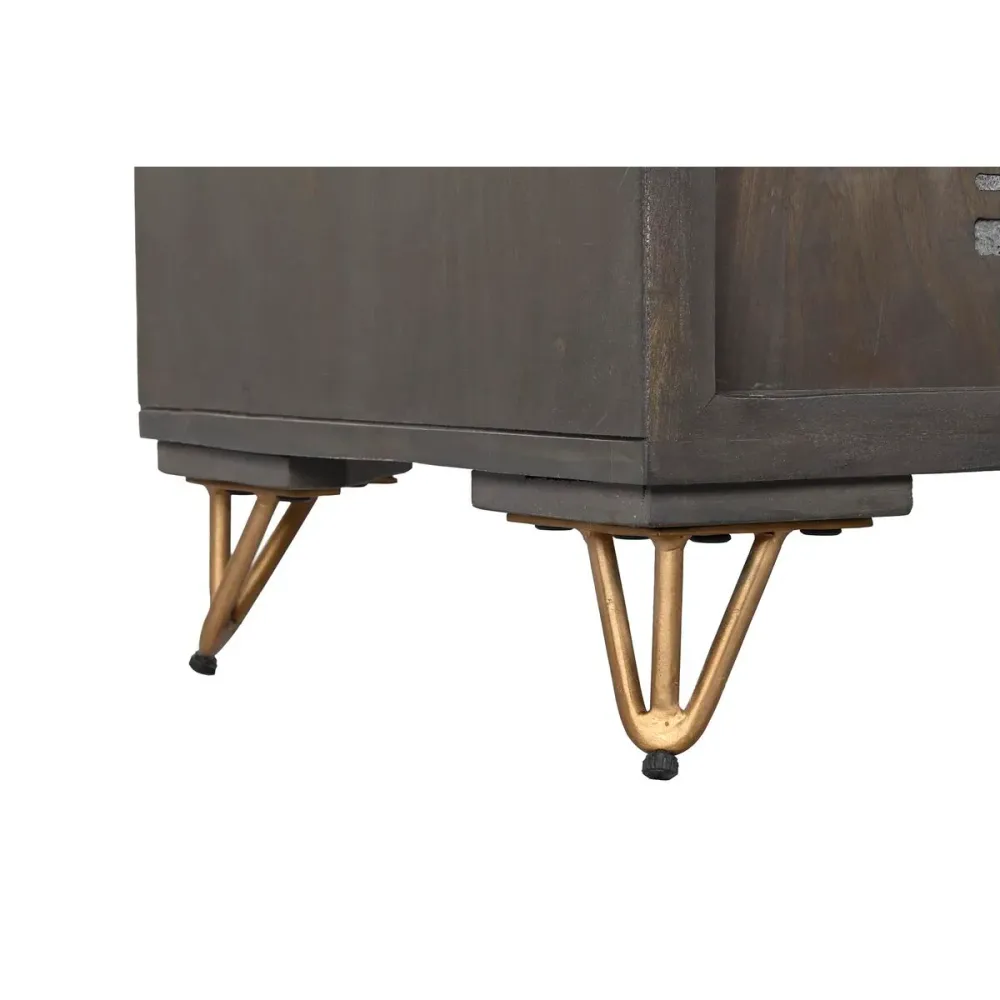 Mobilă TV DKD Home Decor Metal Maro Lemn de mango 160 x 40 x 50 cm