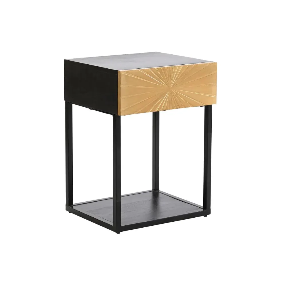 Noptieră DKD Home Decor Auriu* 35 x 40 x 55 cm Negru Metal Lemn