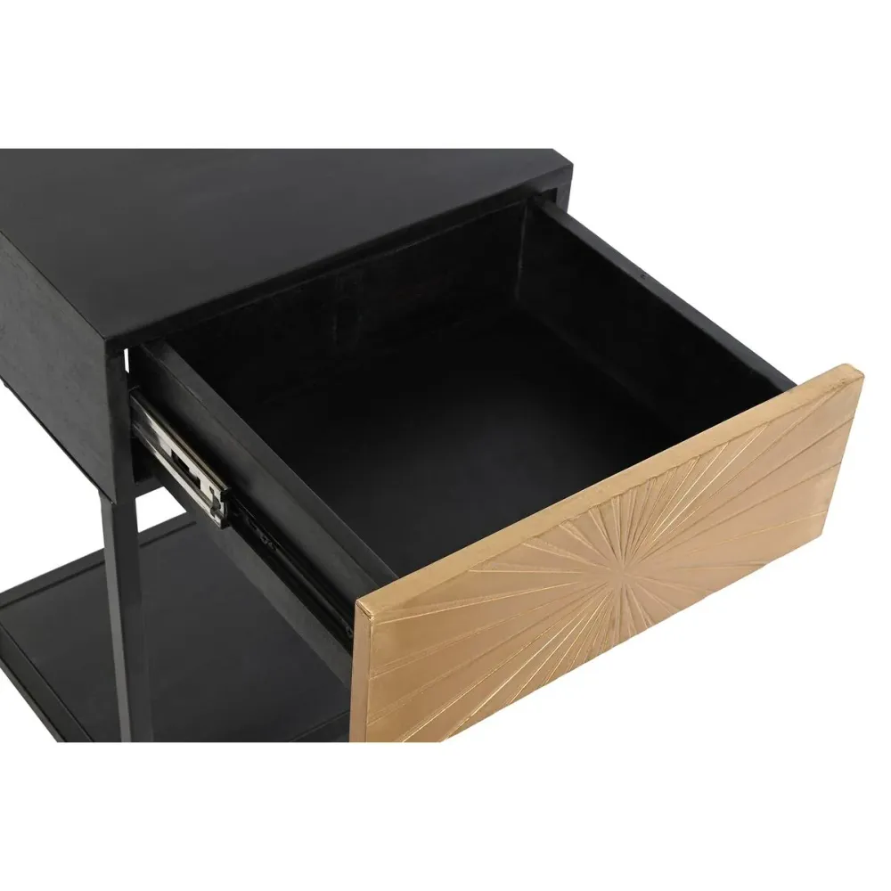 Noptieră DKD Home Decor Auriu* 35 x 40 x 55 cm Negru Metal Lemn