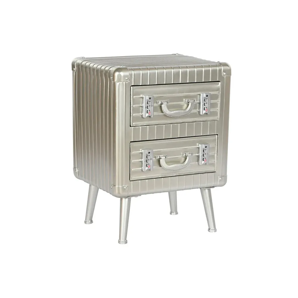 Noptieră Home ESPRIT Argintiu Metal Lemn MDF 46 x 39 x 63 cm