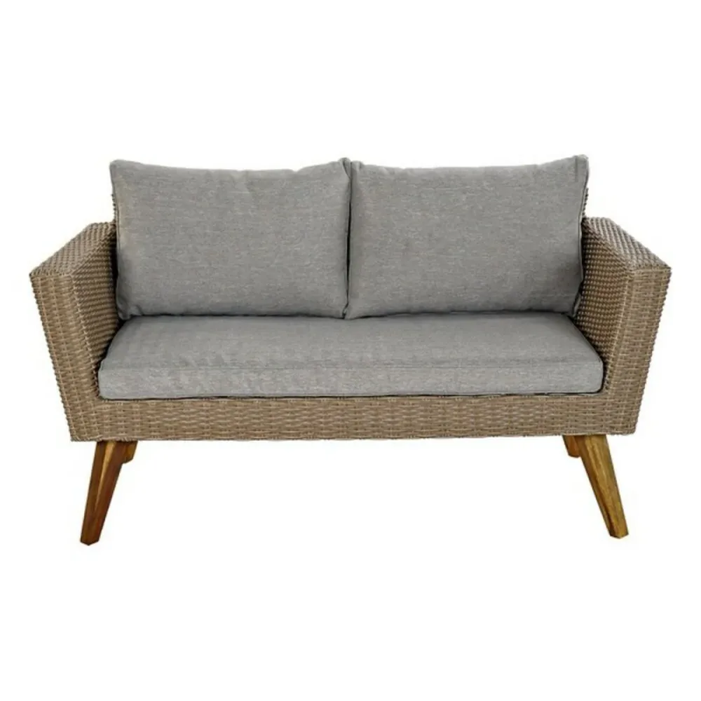 Set masă cu Trei scaune DKD Home Decor MB-166666 137 x 66 x 70,5 cm Geam Lemn ratan sintetic Oțel (4 pcs)