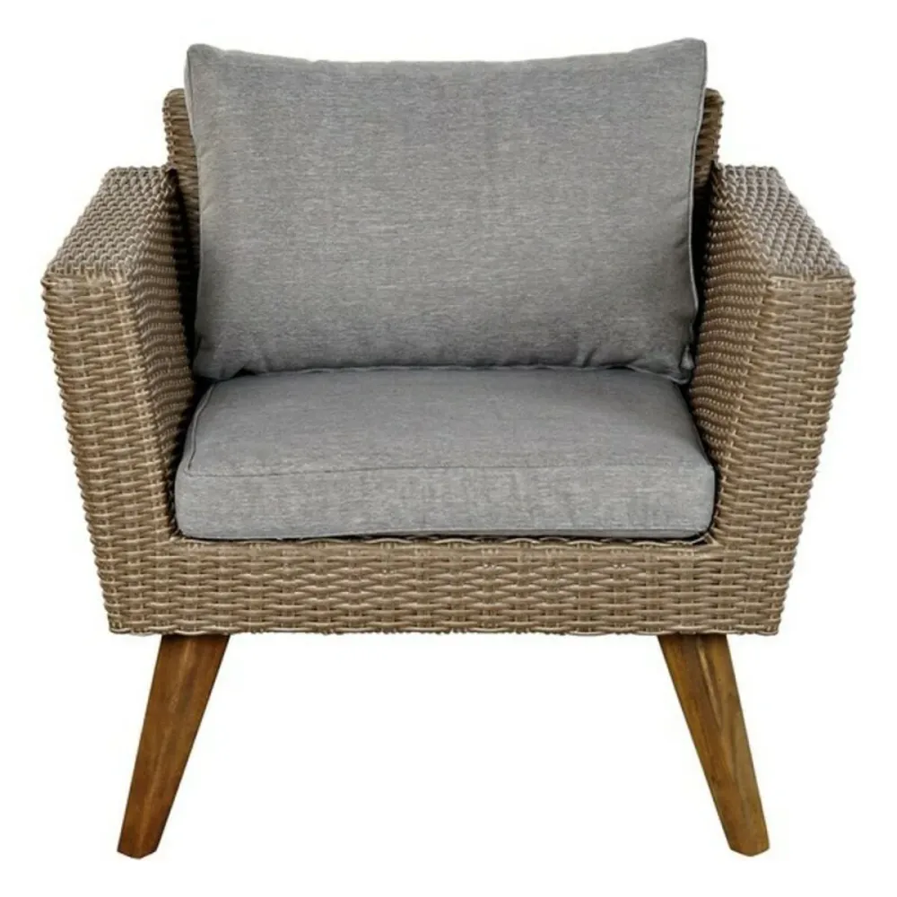 Set masă cu Trei scaune DKD Home Decor MB-166666 137 x 66 x 70,5 cm Geam Lemn ratan sintetic Oțel (4 pcs)