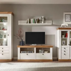 Set pentru living »Cremona«, 4 piese, cu aspect de lemn alb si stejar