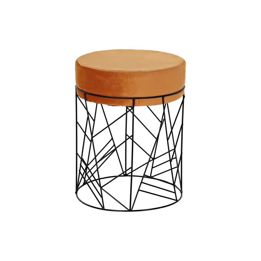 Suport pentru Picioare DKD Home Decor Negru Metal Poliester Teracotă (33 x 33 x 42 cm)
