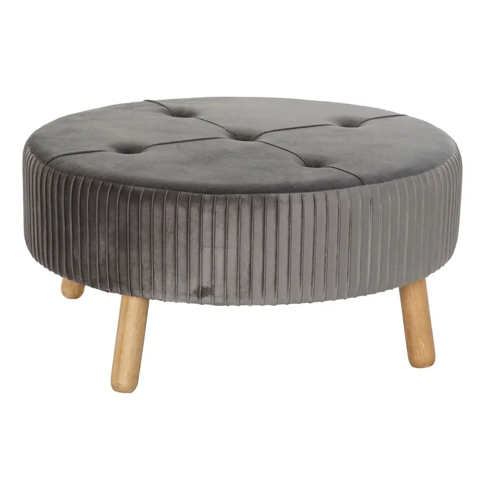 Suport pentru Picioare DKD Home Decor 80 x 80 x 38 cm Scandi Gri Lemn Кадифе Gri închis Velvet