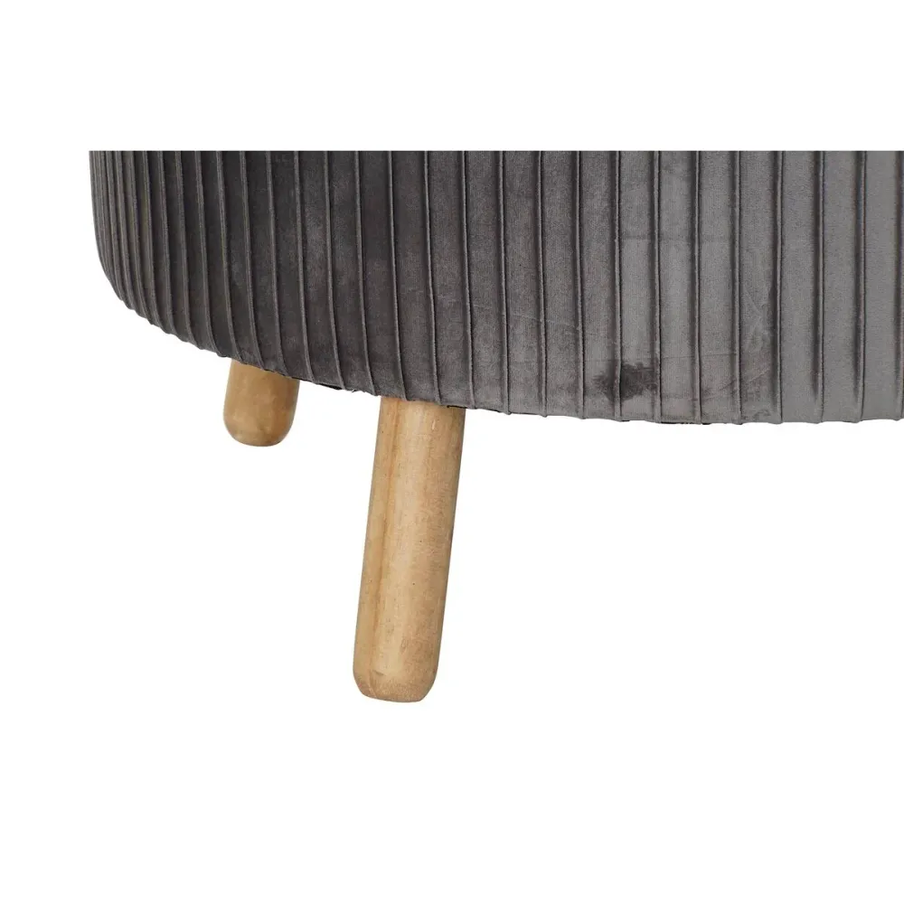 Suport pentru Picioare DKD Home Decor 80 x 80 x 38 cm Scandi Gri Lemn Кадифе Gri închis Velvet