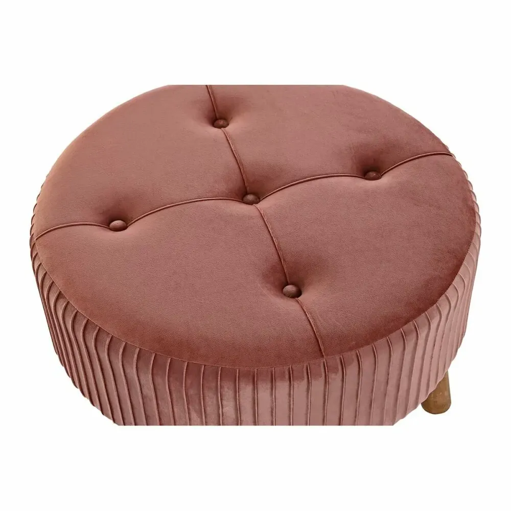 Suport pentru Picioare DKD Home Decor Natural Lemn Кадифе Roz deschis (61 x 61 x 38 cm)