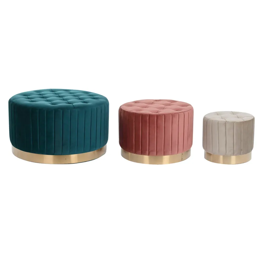 Suport pentru Picioare DKD Home Decor Verde Gri Bordo Auriu* Metal Кадифе 80 x 80 x 45 cm